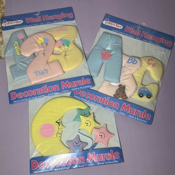 NWT Vintage Infantino Wall Hanging Set Decoration Mural 3D Baby Nursery Boy Girl - Picture 1 of 14